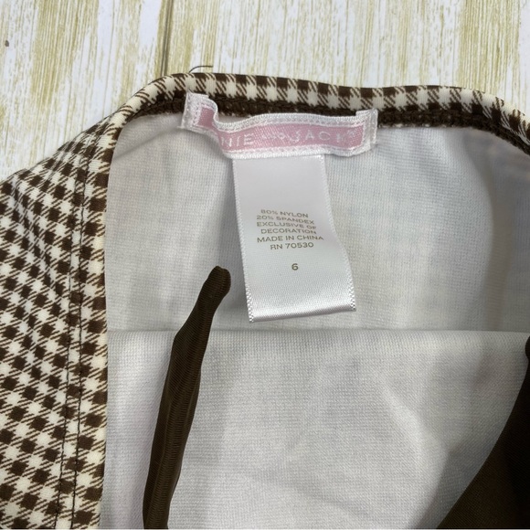 Janie & Jack Brown and White Plaid Pineapple Crochet One Piece Swimsuit - Picture 5 of 6